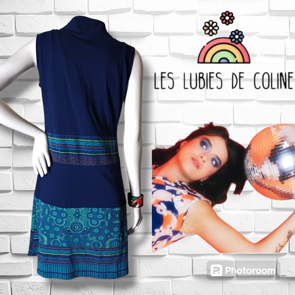 RARE Coline Mandala w Pointillism Art Decorates this Whimsical Comfy Dress Sz XL - Picture 4 of 7